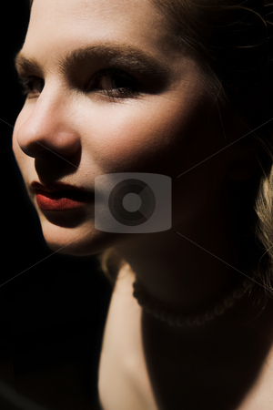 To use this stock image in your creative project, please select the size you need over to the right and click the "Add to Cart" button.
Your downloaded image will come with the Cutcaster watermark removed so don’t worry about the watermark you see on this page. High contrast portrait of a nude woman stock photo, A very high contrast image of the face of a nude woman (breast just visible in bottom corner) She has blonde hair and very deep red lips by Sean Nel