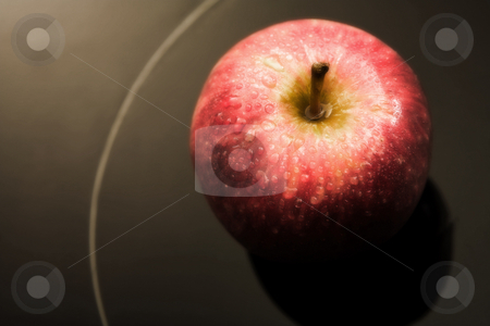 To use this stock image in your creative project, please select the size you need over to the right and click the "Add to Cart" button.
Your downloaded image will come with the Cutcaster watermark removed so don’t worry about the watermark you see on this page. Fresh red apple stock photo, Fresh red apple with drops of water on a black glass backdrop - defocussed (digital artwork) by Sean Nel