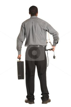 To use this stock image in your creative project, please select the size you need over to the right and click the "Add to Cart" button.
Your downloaded image will come with the Cutcaster watermark removed so don’t worry about the watermark you see on this page. Businessman #163 stock photo, Businessman grey shirt, carrying a leather suitcase and a food blender. by Sean Nel