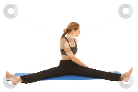 To use this stock image in your creative project, please select the size you need over to the right and click the "Add to Cart" button.
Your downloaded image will come with the Cutcaster watermark removed so don’t worry about the watermark you see on this page. Pilates exercise series stock photo, Fit young brunette pilates instructor showing different exercises on a white background a blue yoga mat. White background NOT ISOLATED by Sean Nel