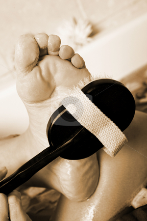 To use this stock image in your creative project, please select the size you need over to the right and click the "Add to Cart" button.
Your downloaded image will come with the Cutcaster watermark removed so don’t worry about the watermark you see on this page. Woman #149 stock photo, Close up of feet being washed in a bath. by Sean Nel