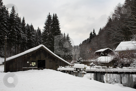 To use this stock image in your creative project, please select the size you need over to the right and click the "Add to Cart" button.
Your downloaded image will come with the Cutcaster watermark removed so don’t worry about the watermark you see on this page. Snow Landscape #12 stock photo, Small Snowcovered Town in the German Alps by Sean Nel
