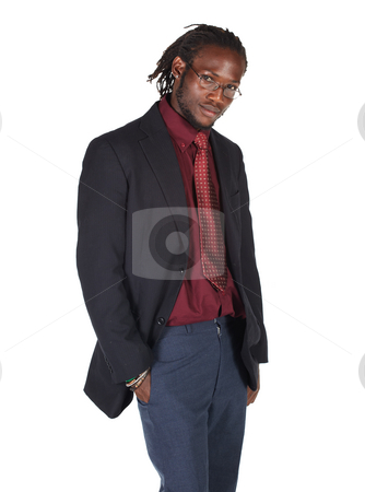 To use this stock image in your creative project, please select the size you need over to the right and click the "Add to Cart" button.
Your downloaded image will come with the Cutcaster watermark removed so don’t worry about the watermark you see on this page. Handsome African businessman stock photo, Handsome African businessman with glasses in black suit on white background. Not isolated by Sean Nel