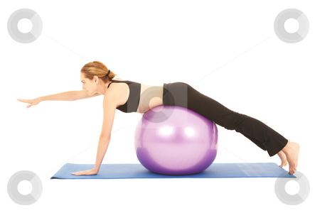 To use this stock image in your creative project, please select the size you need over to the right and click the "Add to Cart" button.
Your downloaded image will come with the Cutcaster watermark removed so don’t worry about the watermark you see on this page. Pilates exercise series stock photo, Fit young brunette pilates instructor showing different exercises on a white background with basic pilates equipment including a ball and yoga mat. White background, not isolated by Sean Nel