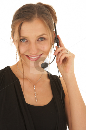 To use this stock image in your creative project, please select the size you need over to the right and click the "Add to Cart" button.
Your downloaded image will come with the Cutcaster watermark removed so don’t worry about the watermark you see on this page. Beautiful Caucasian businesswoman stock photo, Portrait of a beautiful young Caucasian businesswoman wearing phone headset on white background. NOT ISOLATED by Sean Nel