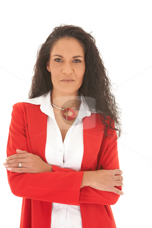 To use this stock image in your creative project, please select the size you need over to the right and click the "Add to Cart" button.
Your downloaded image will come with the Cutcaster watermark removed so don’t worry about the watermark you see on this page. Beautiful Caucasian businesswoman stock photo, Portrait of a beautiful young Caucasian businesswoman with long curly hair wearing red suit on white background. NOT ISOLATED by Sean Nel