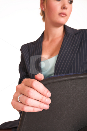 To use this stock image in your creative project, please select the size you need over to the right and click the "Add to Cart" button.
Your downloaded image will come with the Cutcaster watermark removed so don’t worry about the watermark you see on this page. Laura Hopton #30 stock photo, Business woman on office chair with Laptop on her lap - looking down by Sean Nel