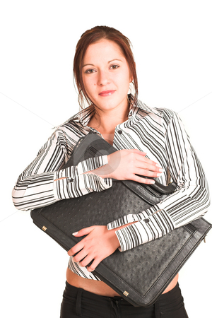 To use this stock image in your creative project, please select the size you need over to the right and click the "Add to Cart" button.
Your downloaded image will come with the Cutcaster watermark removed so don’t worry about the watermark you see on this page. Business Woman #332 stock photo, Business woman with brown hair, dressed in a white shirt with black stripes. by Sean Nel