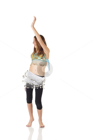 To use this stock image in your creative project, please select the size you need over to the right and click the "Add to Cart" button.
Your downloaded image will come with the Cutcaster watermark removed so don’t worry about the watermark you see on this page. Young belly dancing girl stock photo, Young Caucasian belly dancing girl in beautiful decorated clothes on white background and reflective floor. Not isolated by Sean Nel