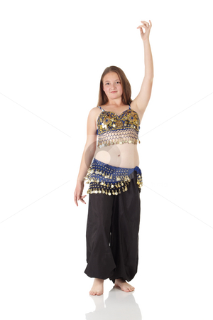 To use this stock image in your creative project, please select the size you need over to the right and click the "Add to Cart" button.
Your downloaded image will come with the Cutcaster watermark removed so don’t worry about the watermark you see on this page. Young belly dancing girl stock photo, Young Caucasian belly dancing girl in beautiful decorated clothes on white background and reflective floor. Not isolated by Sean Nel