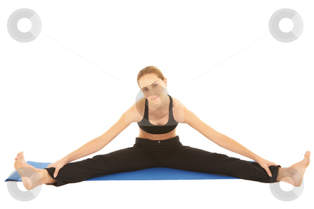 To use this stock image in your creative project, please select the size you need over to the right and click the "Add to Cart" button.
Your downloaded image will come with the Cutcaster watermark removed so don’t worry about the watermark you see on this page. Pilates exercise series stock photo, Fit young brunette pilates instructor showing different exercises on a white background a blue yoga mat. White background NOT ISOLATED by Sean Nel