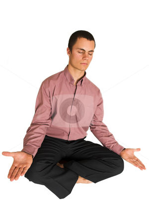 To use this stock image in your creative project, please select the size you need over to the right and click the "Add to Cart" button.
Your downloaded image will come with the Cutcaster watermark removed so don’t worry about the watermark you see on this page. Business Yoga #187 stock photo, Business man fighting tension / relaxing / meditating by Sean Nel