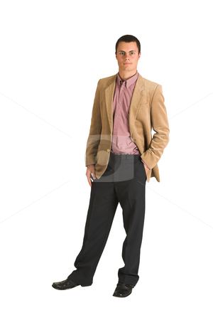 To use this stock image in your creative project, please select the size you need over to the right and click the "Add to Cart" button.
Your downloaded image will come with the Cutcaster watermark removed so don’t worry about the watermark you see on this page. Businessman #194 stock photo, Businessman in a pink shirt and camel coloured jacket, serious. Standing with one hand in his pocket. by Sean Nel