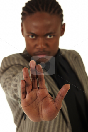 To use this stock image in your creative project, please select the size you need over to the right and click the "Add to Cart" button.
Your downloaded image will come with the Cutcaster watermark removed so don’t worry about the watermark you see on this page. Black Businessman stock photo, Black African businessman on a white background in various positions, stances and with various facial expressions. Part of a series - Shallow DOF, focus on hand - NOT ISOLATED by Sean Nel