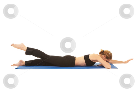 To use this stock image in your creative project, please select the size you need over to the right and click the "Add to Cart" button.
Your downloaded image will come with the Cutcaster watermark removed so don’t worry about the watermark you see on this page. Pilates exercise series stock photo, Fit young brunette pilates instructor showing different exercises on a white background a blue yoga mat. White background NOT ISOLATED by Sean Nel