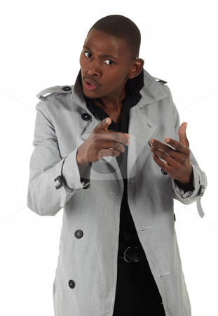 To use this stock image in your creative project, please select the size you need over to the right and click the "Add to Cart" button.
Your downloaded image will come with the Cutcaster watermark removed so don’t worry about the watermark you see on this page. Black African Businessman stock photo, Young black african businessman in a formal suite and grey jacket and on a white background - NOT ISOLATED by Sean Nel