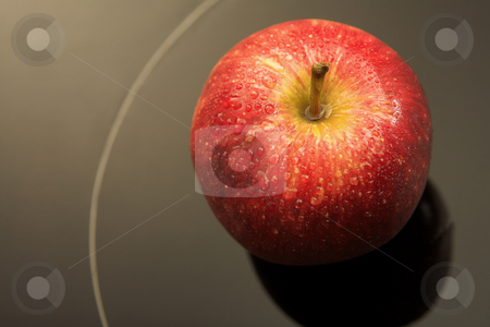To use this stock image in your creative project, please select the size you need over to the right and click the "Add to Cart" button.
Your downloaded image will come with the Cutcaster watermark removed so don’t worry about the watermark you see on this page. Fresh red apple stock photo, Fresh red apple with drops of water on a black glass backdrop by Sean Nel