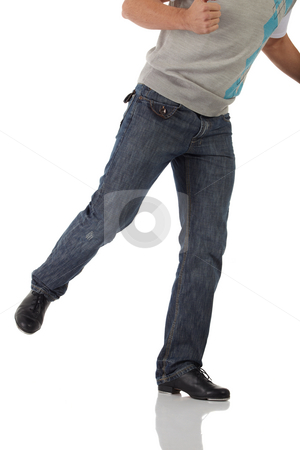To use this stock image in your creative project, please select the size you need over to the right and click the "Add to Cart" button.
Your downloaded image will come with the Cutcaster watermark removed so don’t worry about the watermark you see on this page. Single tap dancer stock photo, Single male tap dancer wearing jeans showing various steps in studio with white background and reflective floor. Not isolated by Sean Nel