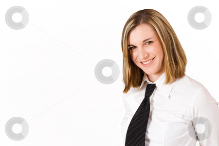 To use this stock image in your creative project, please select the size you need over to the right and click the "Add to Cart" button.
Your downloaded image will come with the Cutcaster watermark removed so don’t worry about the watermark you see on this page. Felicity Calitz #17 stock photo, Business woman with white shirt and black tie - copy space by Sean Nel