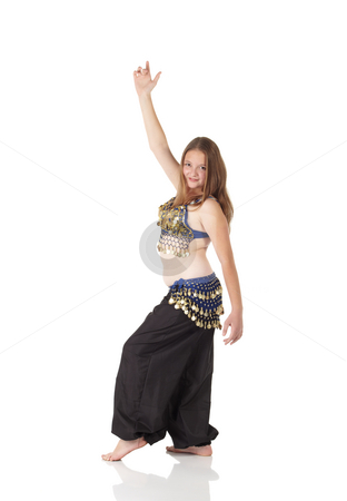 To use this stock image in your creative project, please select the size you need over to the right and click the "Add to Cart" button.
Your downloaded image will come with the Cutcaster watermark removed so don’t worry about the watermark you see on this page. Young belly dancing girl stock photo, Young Caucasian belly dancing girl in beautiful decorated clothes on white background and reflective floor. Not isolated by Sean Nel