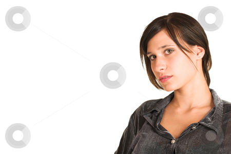 To use this stock image in your creative project, please select the size you need over to the right and click the "Add to Cart" button.
Your downloaded image will come with the Cutcaster watermark removed so don’t worry about the watermark you see on this page. People #27 stock photo, Woman dressed in a smart shirt. Copy space by Sean Nel