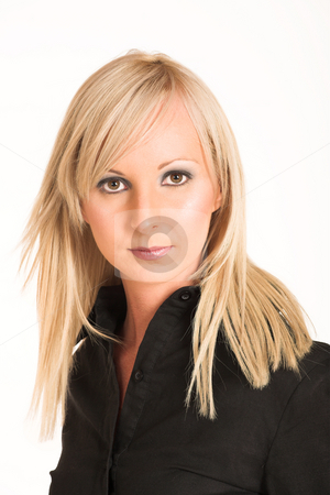 To use this stock image in your creative project, please select the size you need over to the right and click the "Add to Cart" button.
Your downloaded image will come with the Cutcaster watermark removed so don’t worry about the watermark you see on this page. Business Woman #290 stock photo, Blond business woman dressed in black trousers and a black shirt. by Sean Nel