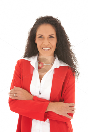 To use this stock image in your creative project, please select the size you need over to the right and click the "Add to Cart" button.
Your downloaded image will come with the Cutcaster watermark removed so don’t worry about the watermark you see on this page. Beautiful Caucasian businesswoman stock photo, Portrait of a beautiful young Caucasian businesswoman with long curly hair wearing red suit on white background. NOT ISOLATED by Sean Nel