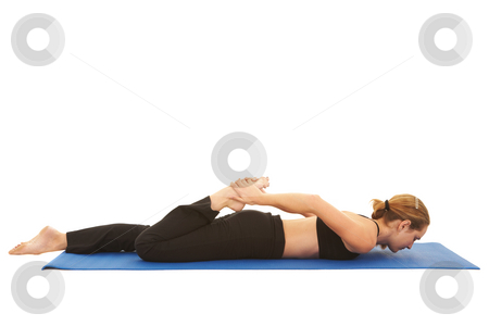 To use this stock image in your creative project, please select the size you need over to the right and click the "Add to Cart" button.
Your downloaded image will come with the Cutcaster watermark removed so don’t worry about the watermark you see on this page. Pilates exercise series stock photo, Fit young brunette pilates instructor showing different exercises on a white background a blue yoga mat. White background NOT ISOLATED by Sean Nel