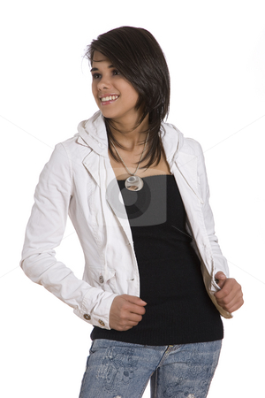 To use this stock image in your creative project, please select the size you need over to the right and click the "Add to Cart" button.
Your downloaded image will come with the Cutcaster watermark removed so don’t worry about the watermark you see on this page. Portrait of a teen girl stock photo, Portrait of a teenager girl against white background by Yann Poirier