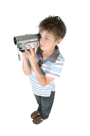 To use this stock image in your creative project, please select the size you need over to the right and click the "Add to Cart" button.
Your downloaded image will come with the Cutcaster watermark removed so don’t worry about the watermark you see on this page. Standing boy using a digital video camera stock photo, Stamding boy filming with a digital video camera. White background, by Leah-Anne Thompson