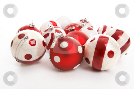 To use this stock image in your creative project, please select the size you need over to the right and click the "Add to Cart" button.
Your downloaded image will come with the Cutcaster watermark removed so don’t worry about the watermark you see on this page. Christmas Decorations stock photo, Christmas decorations sitting on a white background. Focus to foreground balls. by Leah-Anne Thompson