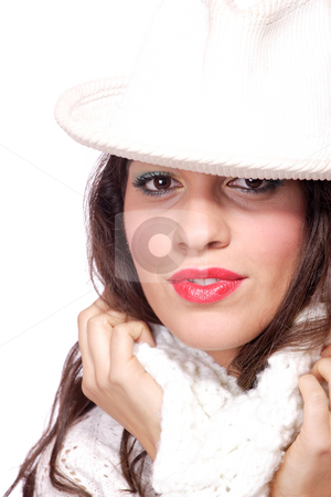 To use this stock image in your creative project, please select the size you need over to the right and click the "Add to Cart" button.
Your downloaded image will come with the Cutcaster watermark removed so don’t worry about the watermark you see on this page. Closeup of young beautiful girl stock photo, Closeup of young beautiful girl, wearing winter hat and scarf by Remy Musser