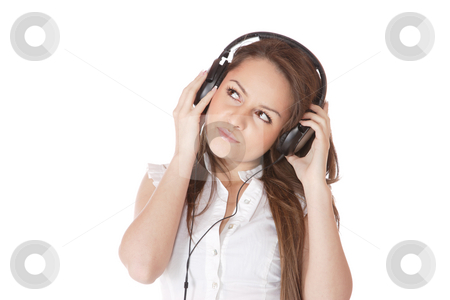 To use this stock image in your creative project, please select the size you need over to the right and click the "Add to Cart" button.
Your downloaded image will come with the Cutcaster watermark removed so don’t worry about the watermark you see on this page. Listening to Music stock photo, Beautiful young woman Listening to Music by Remy Musser