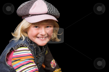 To use this stock image in your creative project, please select the size you need over to the right and click the "Add to Cart" button.
Your downloaded image will come with the Cutcaster watermark removed so don’t worry about the watermark you see on this page. Young Girl stock photo, Young girl wearing a hat, against a black background by Carla Booysen