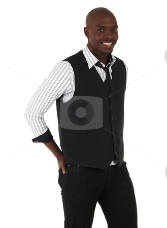 To use this stock image in your creative project, please select the size you need over to the right and click the "Add to Cart" button.
Your downloaded image will come with the Cutcaster watermark removed so don’t worry about the watermark you see on this page. Young African businessman stock photo, Young black African businessman in semi-formal clothes on a white background in various poses and with various facial expressions. Not Isolated, Part of a series. by Sean Nel