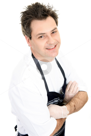 To use this stock image in your creative project, please select the size you need over to the right and click the "Add to Cart" button.
Your downloaded image will come with the Cutcaster watermark removed so don’t worry about the watermark you see on this page. Smiling Butcher stock photo, Smiling butcher in uniform. by Leah-Anne Thompson