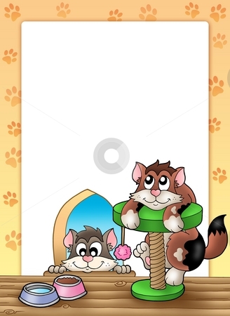 To use this stock image in your creative project, please select the size you need over to the right and click the "Add to Cart" button.
Your downloaded image will come with the Cutcaster watermark removed so don’t worry about the watermark you see on this page. Frame with two smiling cats stock photo, Frame with two smiling cats - color illustration. by Klara Viskova