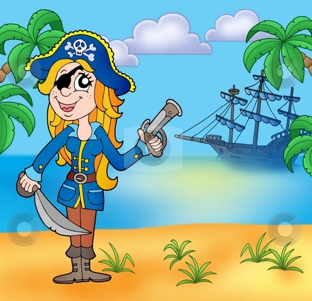 To use this stock image in your creative project, please select the size you need over to the right and click the "Add to Cart" button.
Your downloaded image will come with the Cutcaster watermark removed so don’t worry about the watermark you see on this page. Pirate girl on beach 3 stock photo, Pirate girl on beach 3 - color illustration. by Klara Viskova
