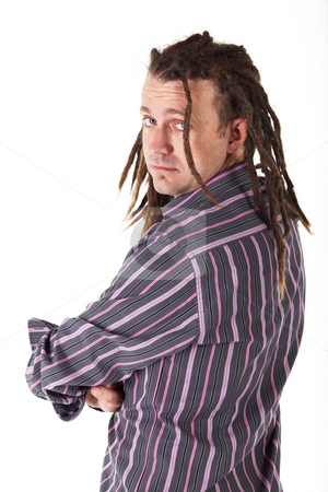To use this stock image in your creative project, please select the size you need over to the right and click the "Add to Cart" button.
Your downloaded image will come with the Cutcaster watermark removed so don’t worry about the watermark you see on this page. Man with Dreadlocks stock photo, Adult caucasian man with dreadlocks and casual wear on a white background in various poses and facial expressions. Not Isolated by Sean Nel
