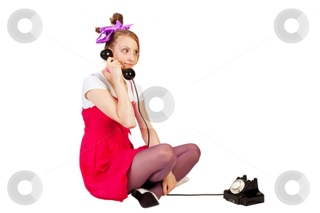 To use this stock image in your creative project, please select the size you need over to the right and click the "Add to Cart" button.
Your downloaded image will come with the Cutcaster watermark removed so don’t worry about the watermark you see on this page. Hallo stock photo, People series: young girl in bright clothes speak on phone by Gennady Kravetsky