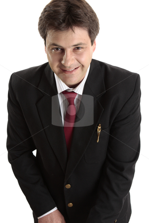 To use this stock image in your creative project, please select the size you need over to the right and click the "Add to Cart" button.
Your downloaded image will come with the Cutcaster watermark removed so don’t worry about the watermark you see on this page. Businessman looking up smiling stock photo, Businessman or salesman in a black suit looks up and smiles cheerfully. by Leah-Anne Thompson