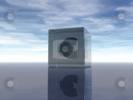 To use this stock image in your creative project, please select the size you need over to the right and click the "Add to Cart" button.
Your downloaded image will come with the Cutcaster watermark removed so don’t worry about the watermark you see on this page. Euro stock photo, Euro symbol in a glass cube under cloudy blue sky - 3d illustration by J?
