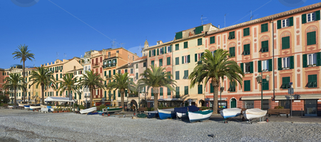 To use this stock image in your creative project, please select the size you need over to the right and click the "Add to Cart" button.
Your downloaded image will come with the Cutcaster watermark removed so don’t worry about the watermark you see on this page. Santa Margherita ligure stock photo, Promenade of Santa Margherita ligura, famous small town in liguria, Italy, with the characteristic painted houses by ANTONIO SCARPI