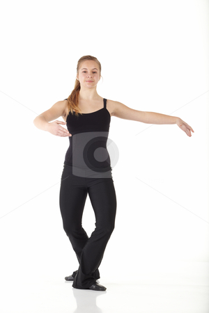To use this stock image in your creative project, please select the size you need over to the right and click the "Add to Cart" button.
Your downloaded image will come with the Cutcaster watermark removed so don’t worry about the watermark you see on this page. Modern Jazz dancer stock photo, Young caucasian Modern Jazz dancer in a black top and black pants on a white background displaying various positions. NOT ISOLATED by Sean Nel