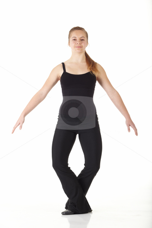 To use this stock image in your creative project, please select the size you need over to the right and click the "Add to Cart" button.
Your downloaded image will come with the Cutcaster watermark removed so don’t worry about the watermark you see on this page. Modern Jazz dancer stock photo, Young caucasian Modern Jazz dancer in a black top and black pants on a white background displaying various positions. NOT ISOLATED by Sean Nel
