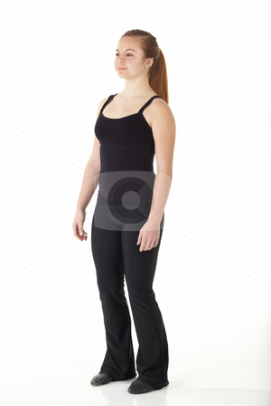To use this stock image in your creative project, please select the size you need over to the right and click the "Add to Cart" button.
Your downloaded image will come with the Cutcaster watermark removed so don’t worry about the watermark you see on this page. Modern Jazz dancer stock photo, Young caucasian Modern Jazz dancer in a black top and black pants on a white background displaying various positions. NOT ISOLATED by Sean Nel
