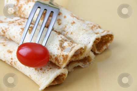 To use this stock image in your creative project, please select the size you need over to the right and click the "Add to Cart" button.
Your downloaded image will come with the Cutcaster watermark removed so don’t worry about the watermark you see on this page. Pancakes and Tomato stock photo, Close up of pancakes on a yellow plate by Vanessa Van Rensburg
