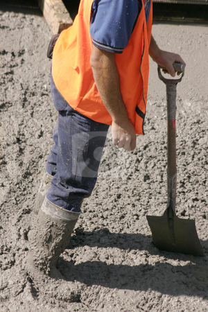 To use this stock image in your creative project, please select the size you need over to the right and click the "Add to Cart" button.
Your downloaded image will come with the Cutcaster watermark removed so don’t worry about the watermark you see on this page. Stuck in cement stock photo, This construction worker stands in wet cement with knee high boots covered in cement. He is leaning on his his shovel by Leah-Anne Thompson