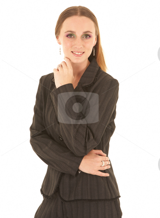 To use this stock image in your creative project, please select the size you need over to the right and click the "Add to Cart" button.
Your downloaded image will come with the Cutcaster watermark removed so don’t worry about the watermark you see on this page. Young Caucasian businesswoman stock photo, Young adult caucasian businesswoman in a dark suit standing on a white background. NOT ISOLATED by Sean Nel