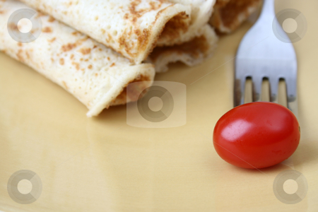 To use this stock image in your creative project, please select the size you need over to the right and click the "Add to Cart" button.
Your downloaded image will come with the Cutcaster watermark removed so don’t worry about the watermark you see on this page. Barbeque Chicken Pancakes stock photo, Barbeque Chicken Pancakes with a single tomato by Vanessa Van Rensburg